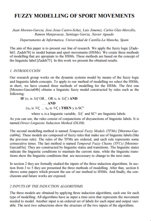 Fuzzy Modelling of Sport Movements