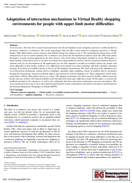 Adaptation of Interaction Mechanisms in Virtual Reality Shopping Environments for People with Upper Limb Motor Difficulties