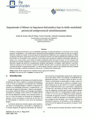 Impartiendo el Máster en Ingeniería Informática bajo la doble modalidad Presencial-Semipresencial simultáneamente